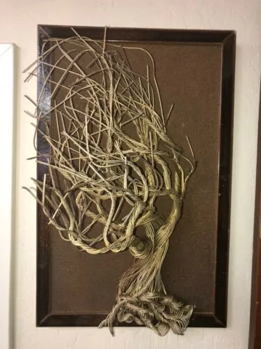 Artisan Signed Jason Handmade Wire Root Tree Art Sculpture Hanging Wall Décor