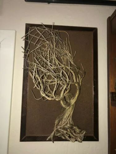 Artisan Signed Jason Handmade Wire Root Tree Art Sculpture Hanging Wall Décor