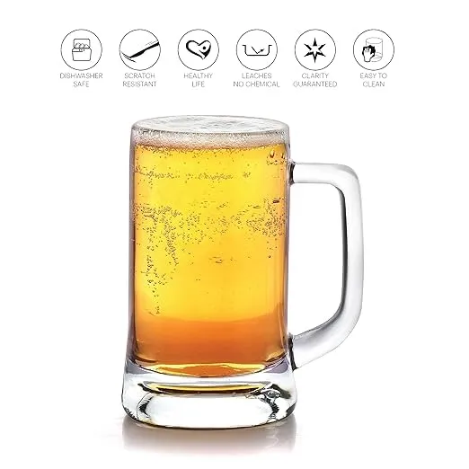 Beer Glass Mug Set of 2, 500 ml | Beer Mugs Straight | Stern Mug Set for Juice, Beer, Beverages