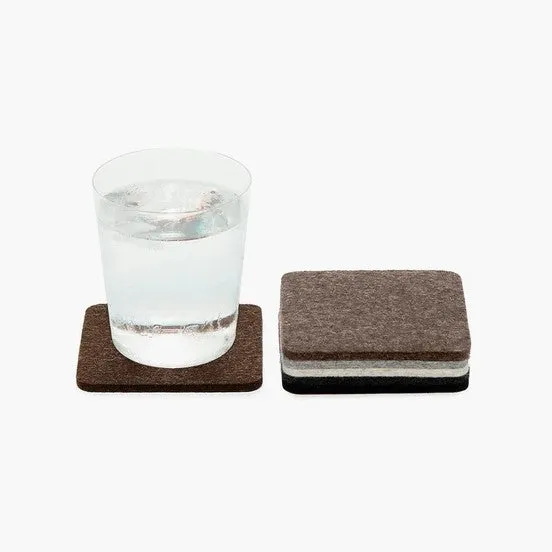 Bierfilzl Merino Wool Felt Square Coaster Multi 6 Pack (Earth)