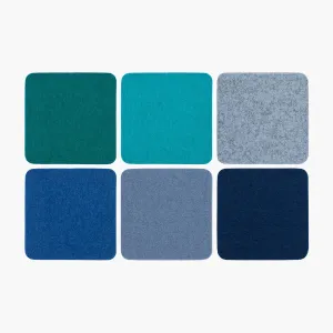 Bierfilzl Merino Wool Felt Square Coaster Multi 6 Pack (Ocean)
