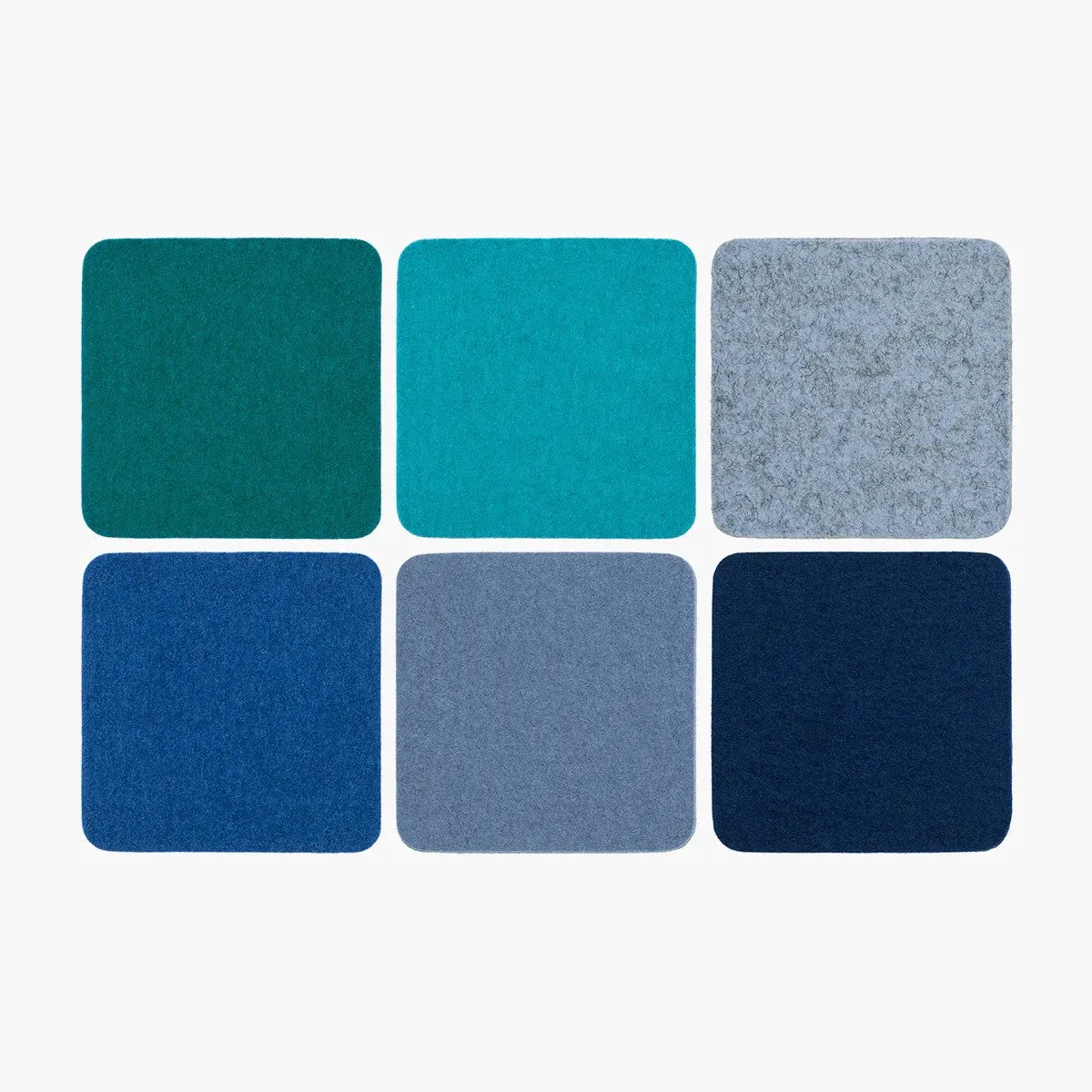 Bierfilzl Merino Wool Felt Square Coaster Multi 6 Pack (Ocean)
