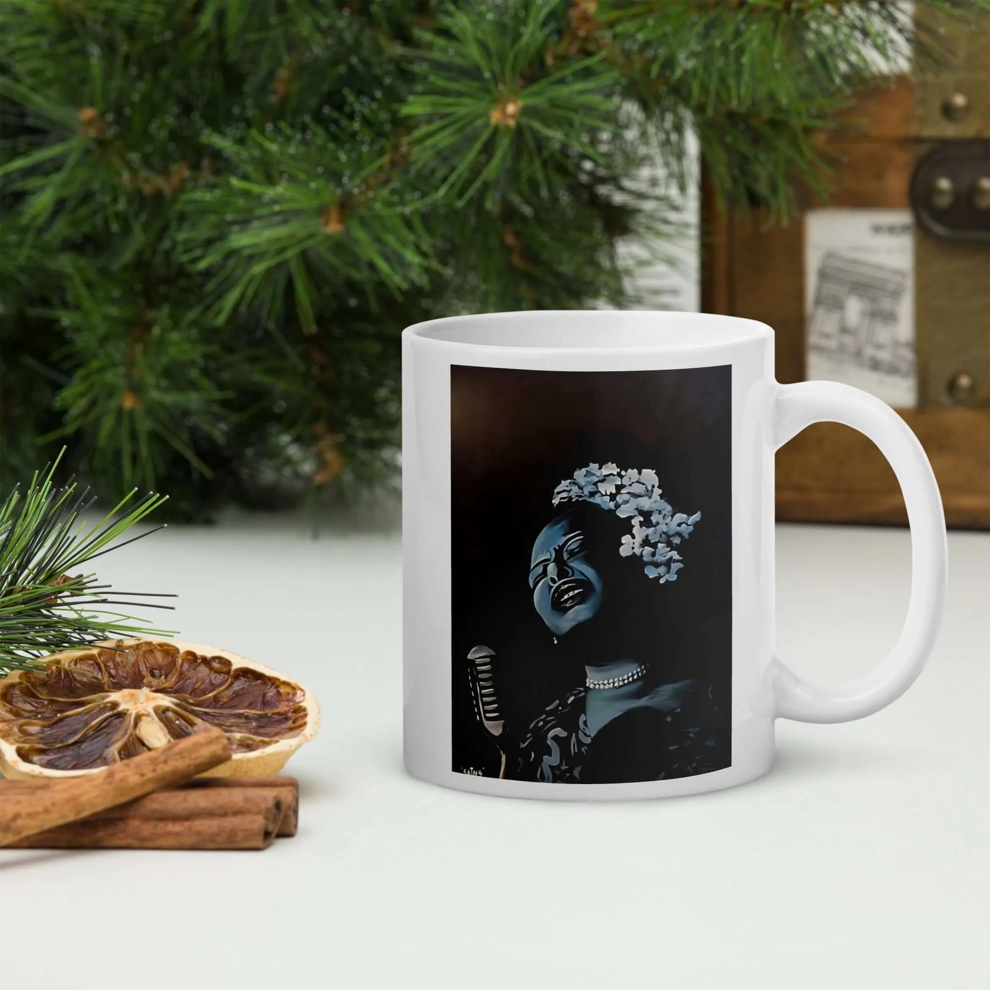 Billie's Blues/Grace Ceramic Mug / Coffee or Tea Cup / Black Art / African American Art / Jazz Art / Billie Holiday / Positive Black Images