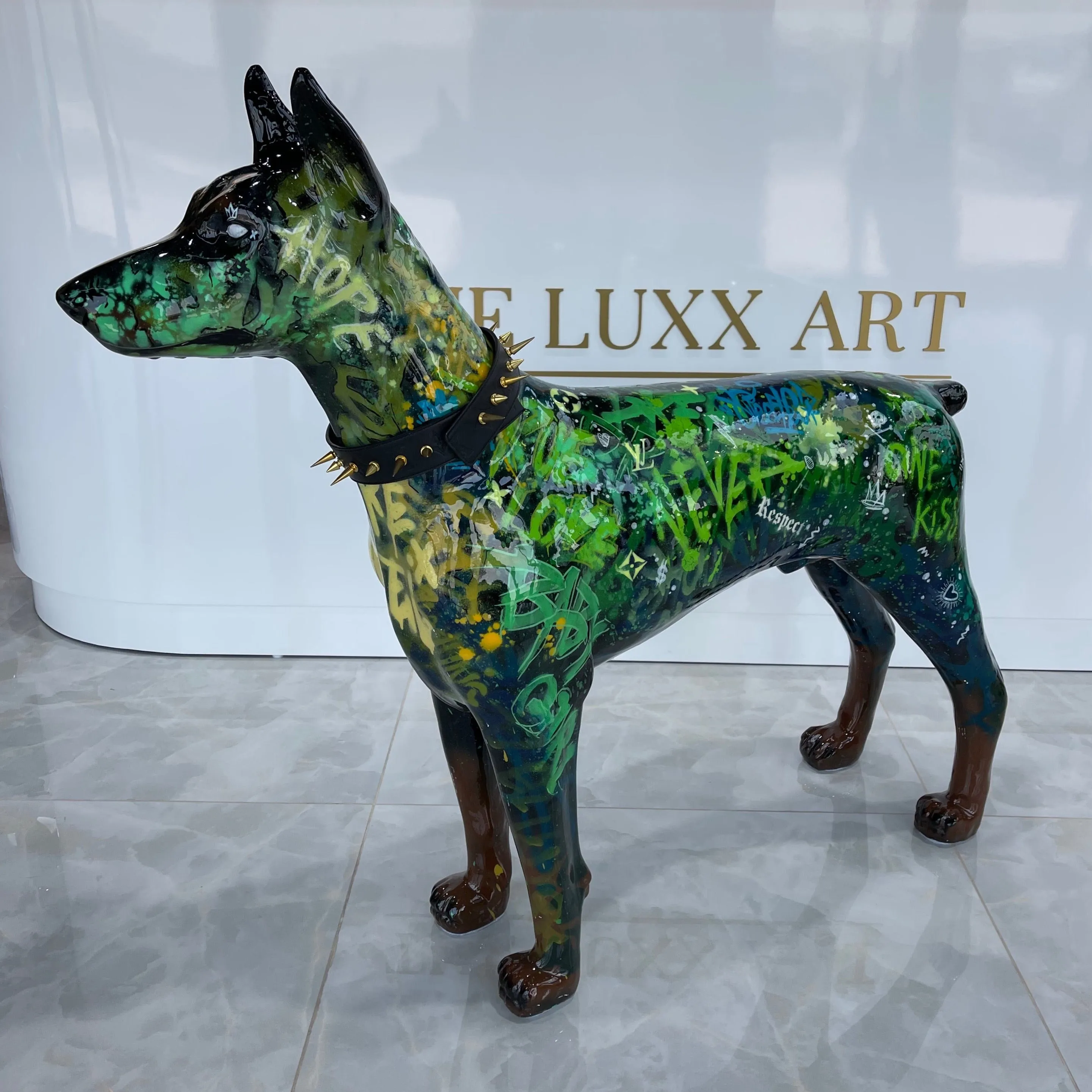 Black/Green color dog