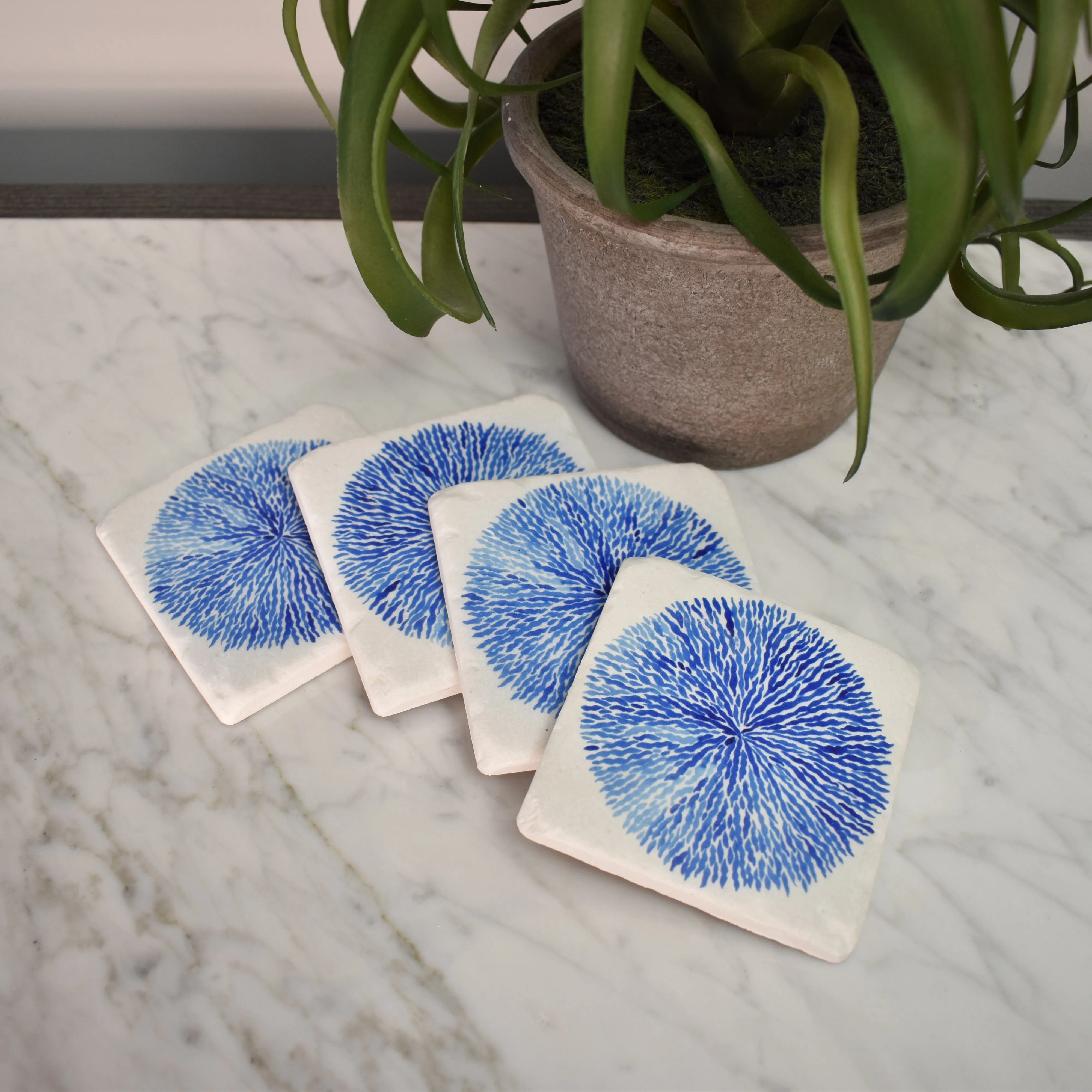 Blue Coral Coasters - Set of Four