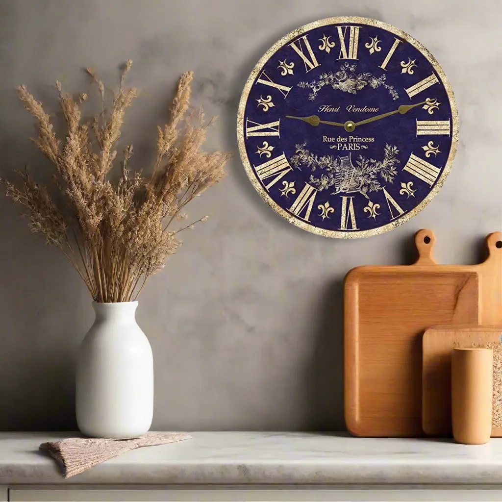 Blue French Toile Clock