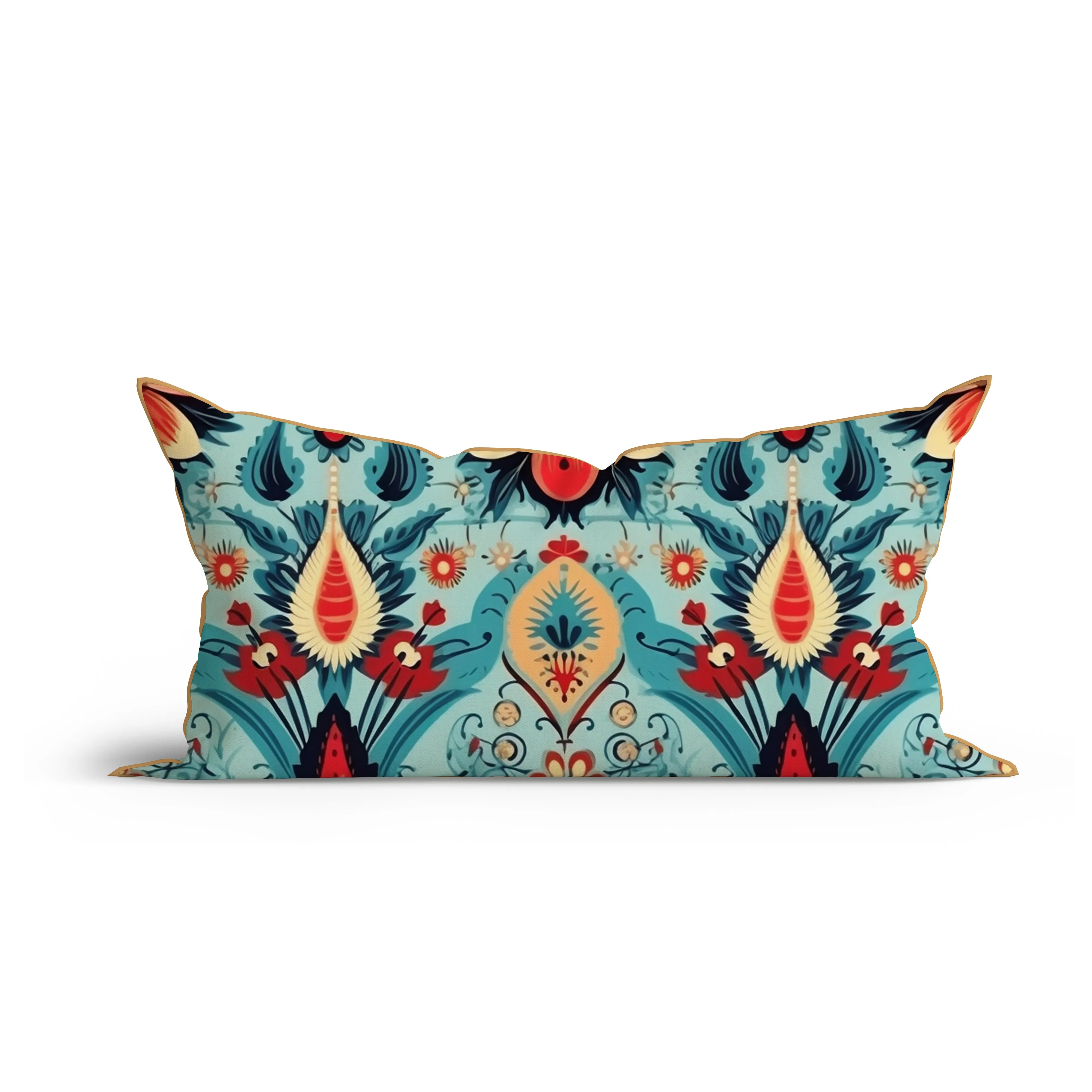 Bohemian Floral Delight Printed Sofa Cushion Cover Set with Piping