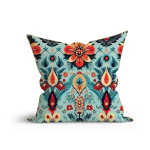 Bohemian Floral Delight Printed Sofa Cushion Cover Set with Piping