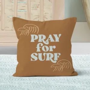 Boho Surfer Pray for Surf Nursery Pillow