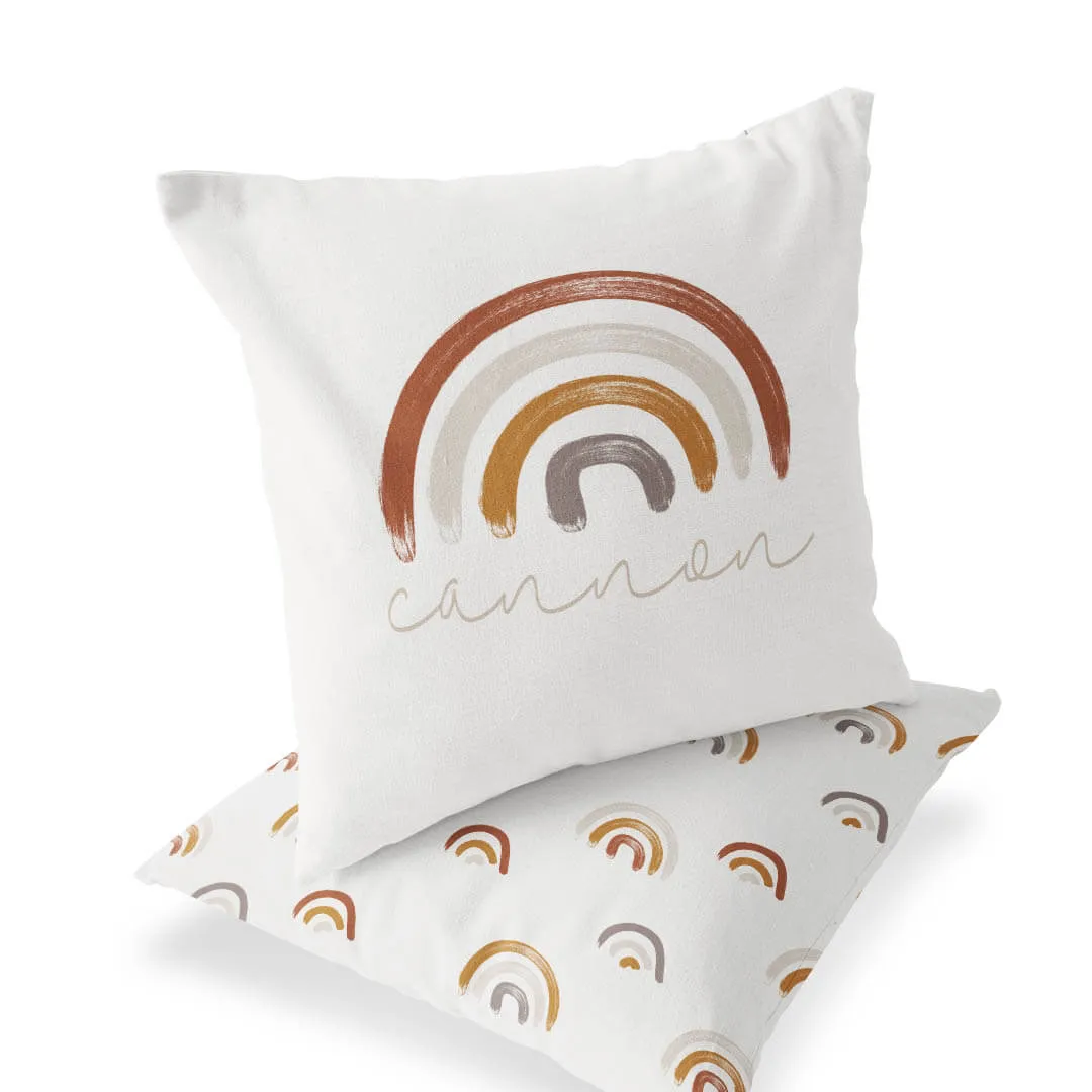 Cannon's Earthy Rainbow Personalized Name Throw Pillow