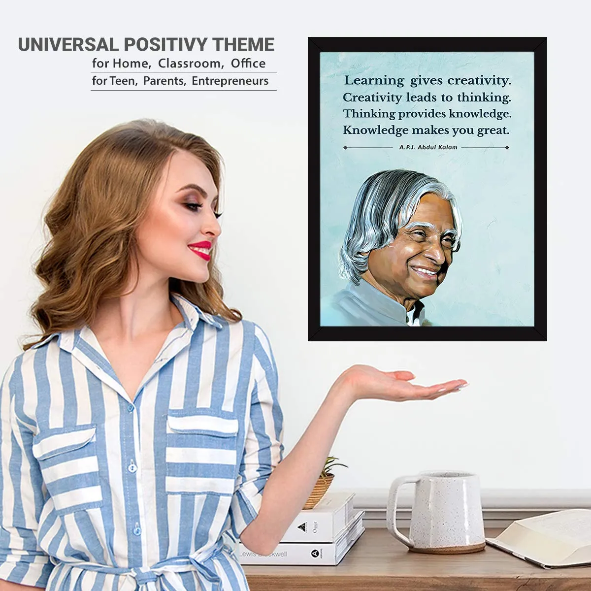 Chaka Chaundh - Abdul kalam photo frames for wall - motivational quotes frames - poster with frame - Abdul kalam poster for wall – Quotes wall frames - (14 X 11 Inches)