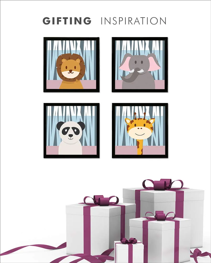 Chaka Chaundh - Cartoon Photo Frames For Kids - Kids Quotes Frame - Inspirational Quotes Wall Frames For Kids - Motivational Quotes Frames For Kids - Photo Frame For Kids Birthday - Kids Room Decor - ( 9 X 9 Inches ) Set Of 4 – Combo Pack