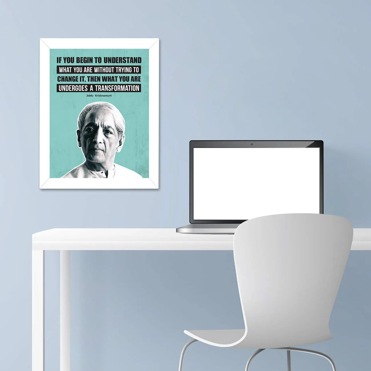 Chaka Chaundh - Jiddu Krishnamurti Quotes Poster - motivational quotes frames - poster with frame - jiddu krishnamurti photos frame – Quotes wall frames - (13.5 X 10.5 Inches)