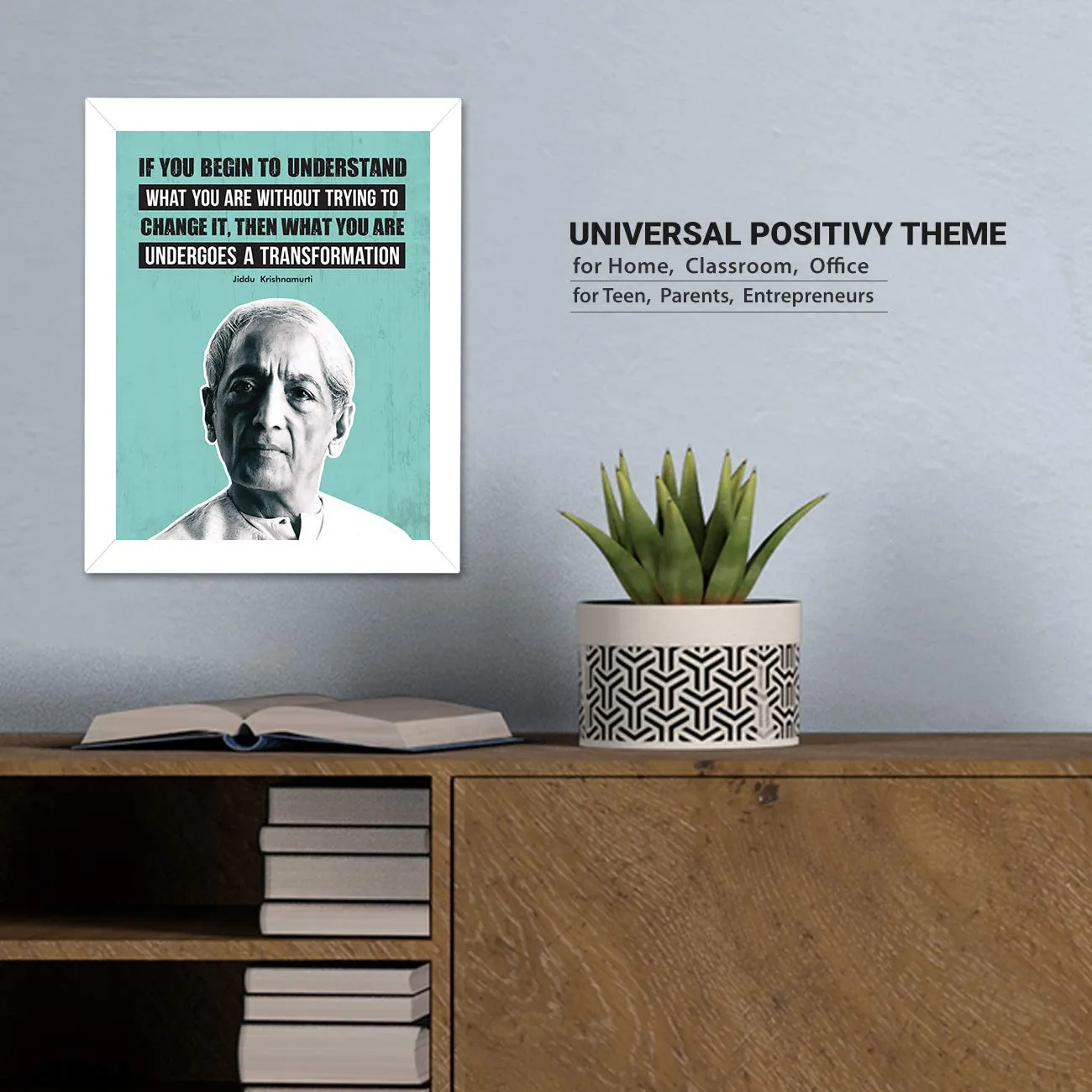 Chaka Chaundh - Jiddu Krishnamurti Quotes Poster - motivational quotes frames - poster with frame - jiddu krishnamurti photos frame – Quotes wall frames - (13.5 X 10.5 Inches)