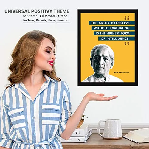 Chaka Chaundh - Jiddu Krishnamurti Quotes Poster - motivational quotes frames - poster with frame - jiddu krishnamurti photos frame – Quotes wall frames - (14 X 11 Inches)