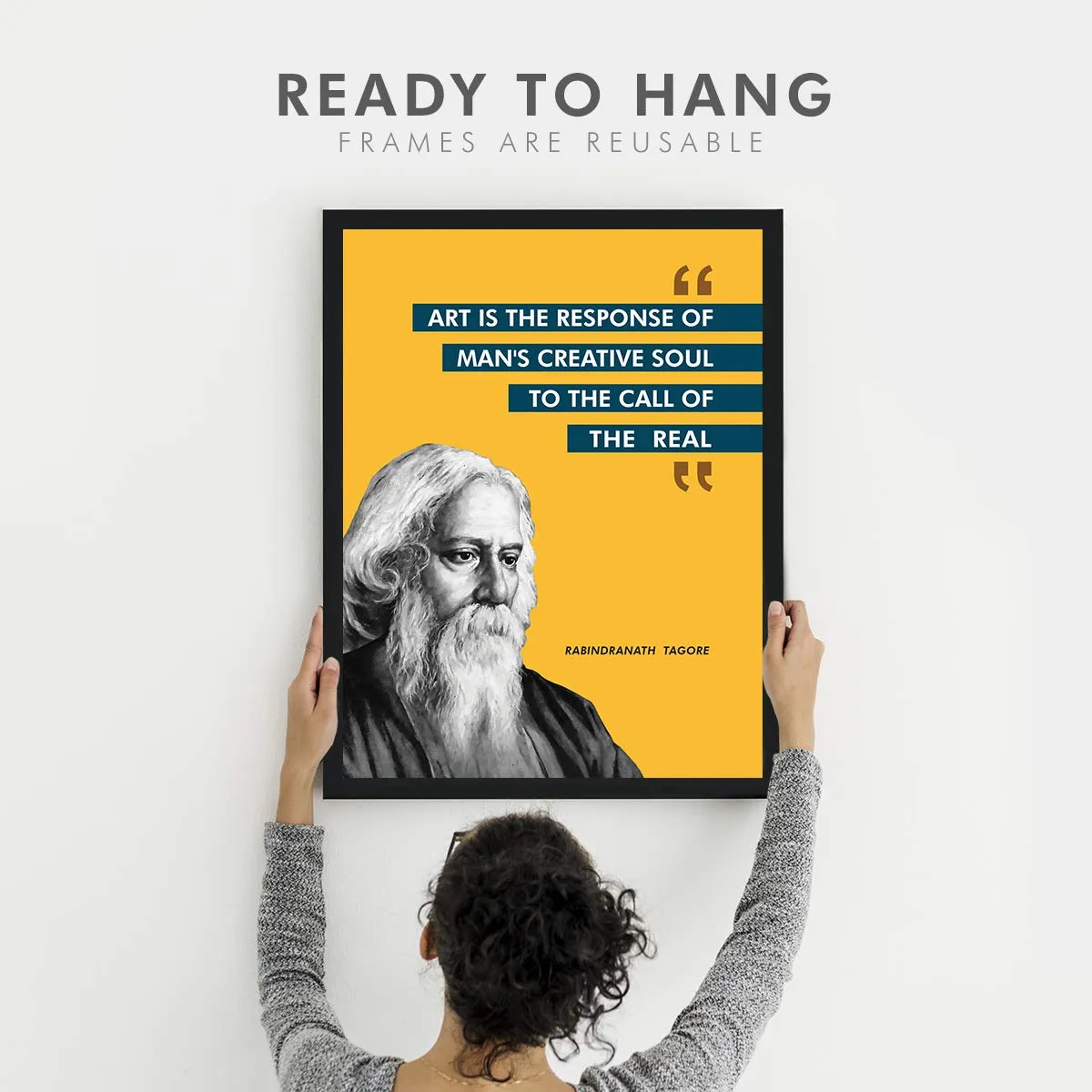 Chaka Chaundh - Rabindranath Tagore Photo Frame - motivational quotes frames - poster with frame - Rabindranath Poster – Inspirational Quotes wall framed Posters - (13.6 X 10.6 Inches)