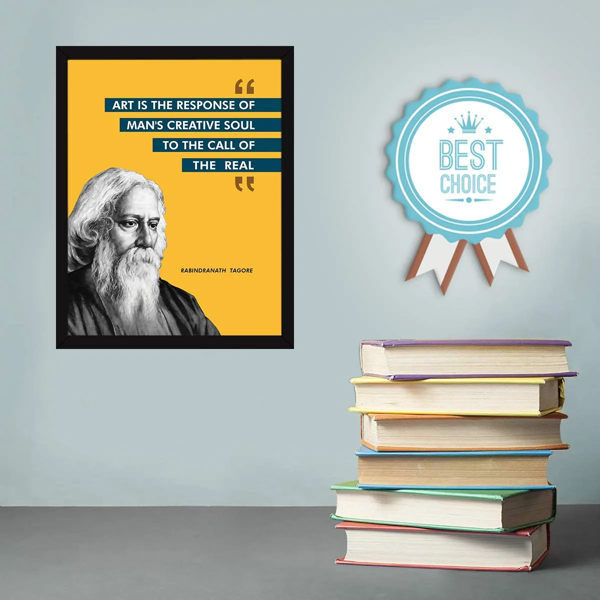 Chaka Chaundh - Rabindranath Tagore Photo Frame - motivational quotes frames - poster with frame - Rabindranath Poster – Inspirational Quotes wall framed Posters - (13.6 X 10.6 Inches)