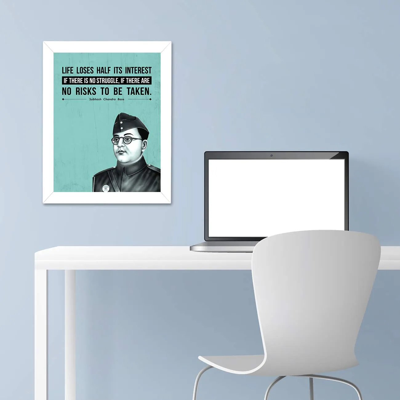 Chaka Chaundh - Subhash Chandra Bose Poster Frame Photo - motivational quotes frames - poster with frame - Subhash Chandra Bose Quotes Poster – Inspirational Quotes wall framed Posters - (13.6 X 10.6 Inches)