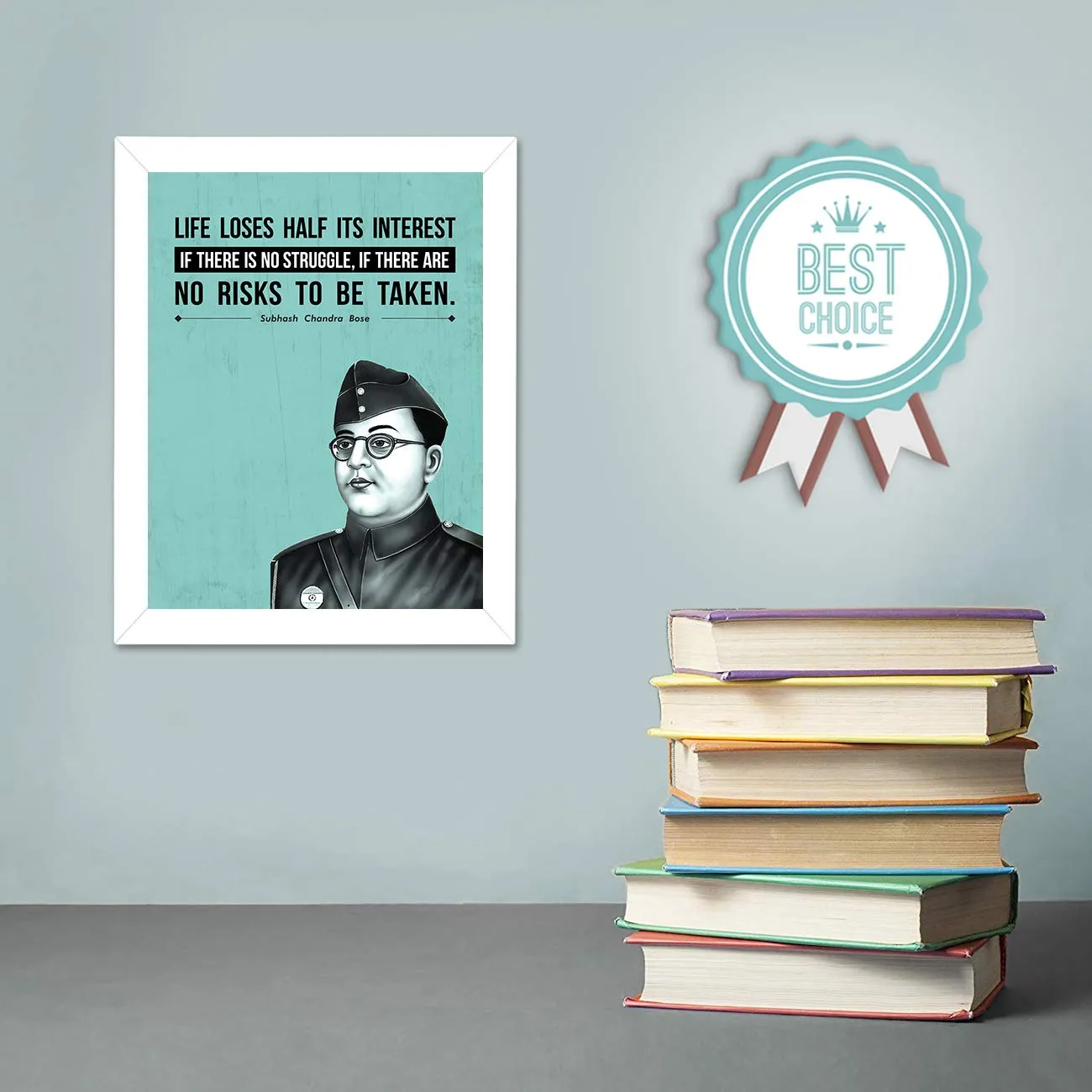 Chaka Chaundh - Subhash Chandra Bose Poster Frame Photo - motivational quotes frames - poster with frame - Subhash Chandra Bose Quotes Poster – Inspirational Quotes wall framed Posters - (13.6 X 10.6 Inches)