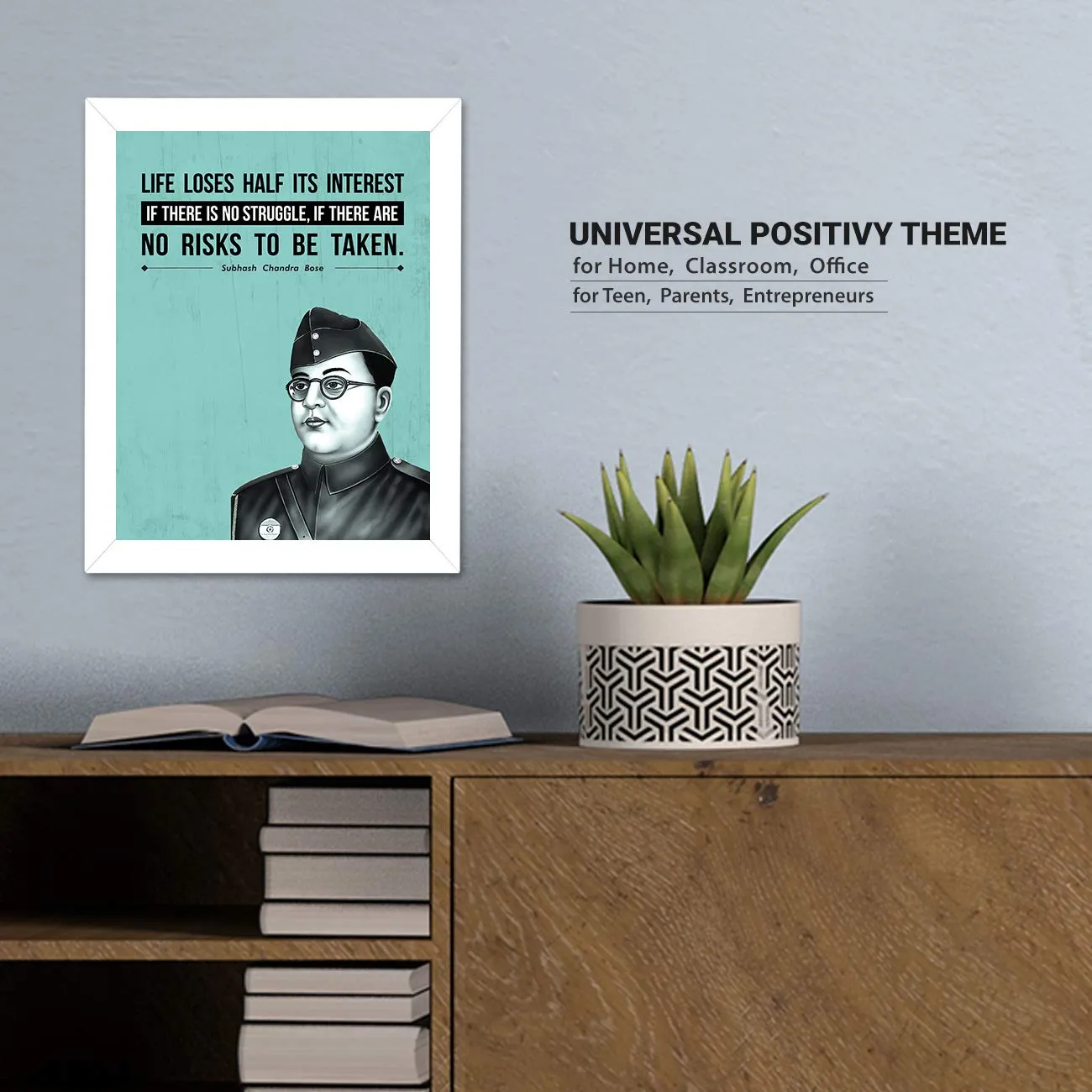 Chaka Chaundh - Subhash Chandra Bose Poster Frame Photo - motivational quotes frames - poster with frame - Subhash Chandra Bose Quotes Poster – Inspirational Quotes wall framed Posters - (13.6 X 10.6 Inches)