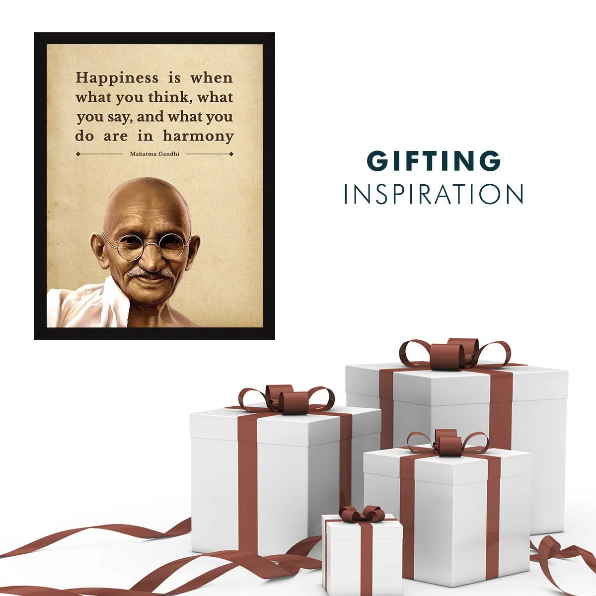 Chaka Chaundh - Suitable Mahatma Gandhi Quotes Wall Frames - Motivational Quotes Frames - Framed Posters with Frame - Photos with Quotes - (14 X 11 Inches) - Composite Wood