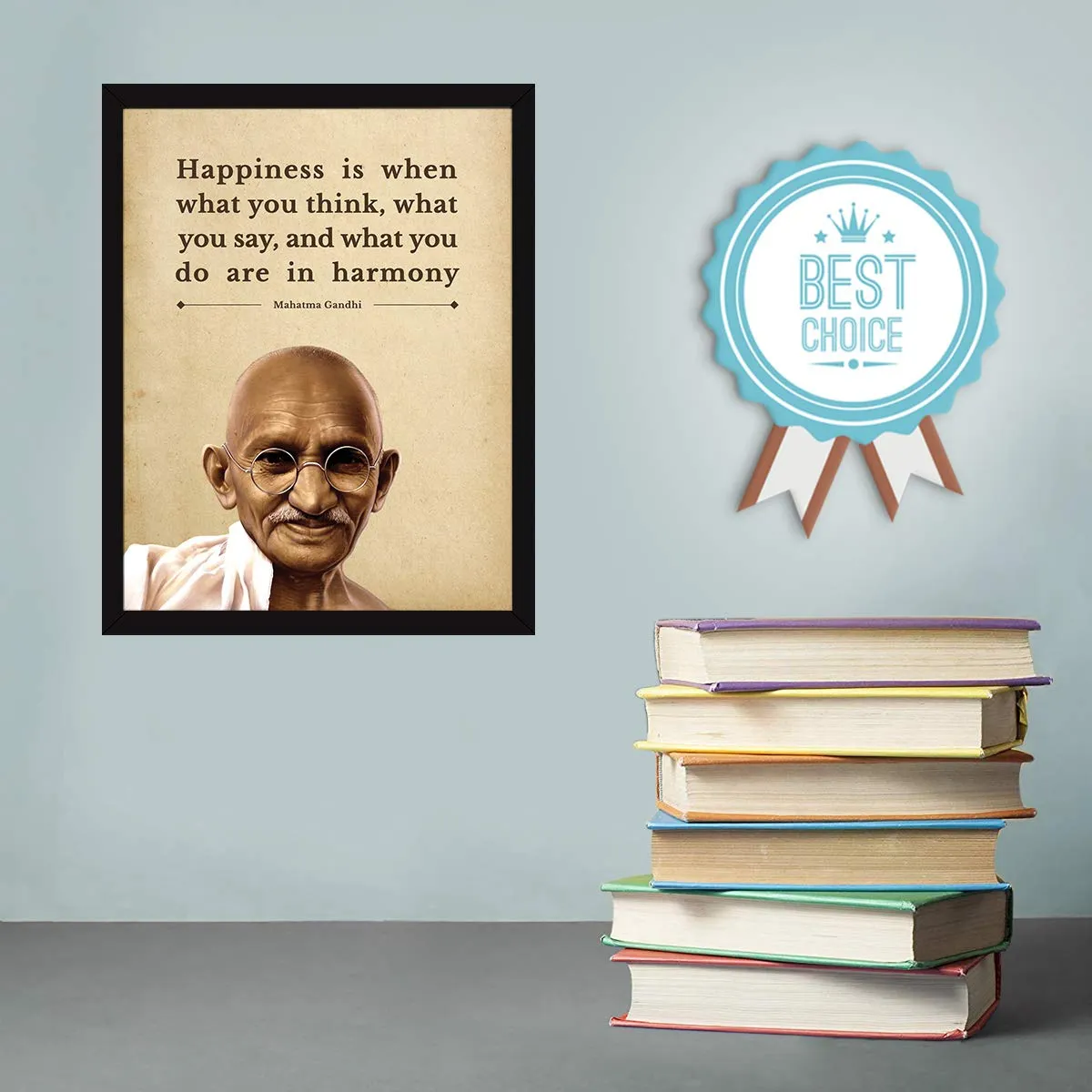 Chaka Chaundh - Suitable Mahatma Gandhi Quotes Wall Frames - Motivational Quotes Frames - Framed Posters with Frame - Photos with Quotes - (14 X 11 Inches) - Composite Wood
