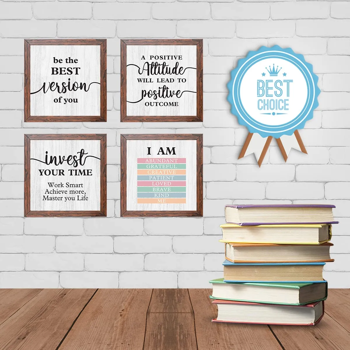 Chaka Chaundh - Suitable Motivational Quotes Frames – Framed Posters - Quotes Wall Frames - Posters with Frame (Inspirational Quotes - White- Brown Frame)