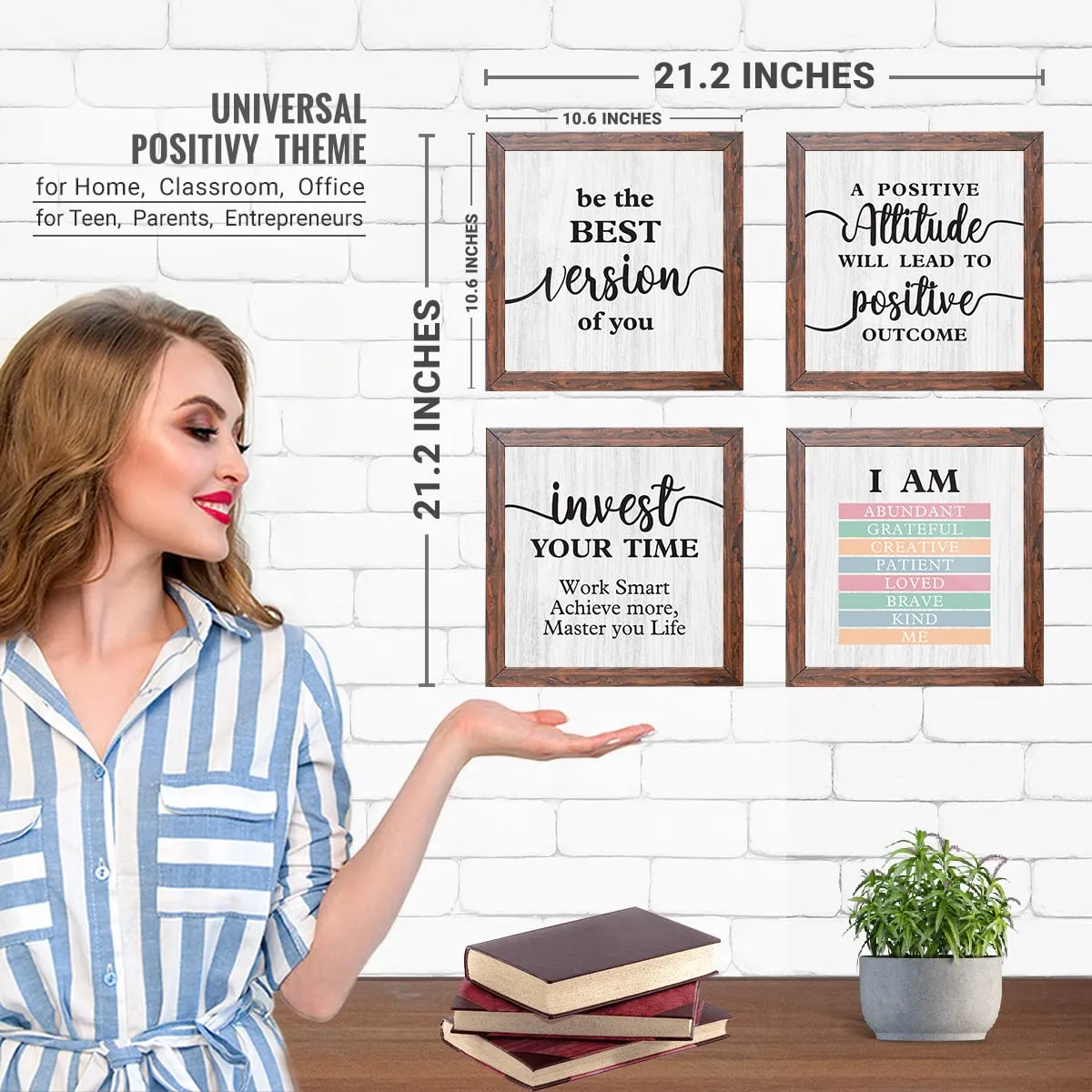 Chaka Chaundh - Suitable Motivational Quotes Frames – Framed Posters - Quotes Wall Frames - Posters with Frame (Inspirational Quotes - White- Brown Frame)