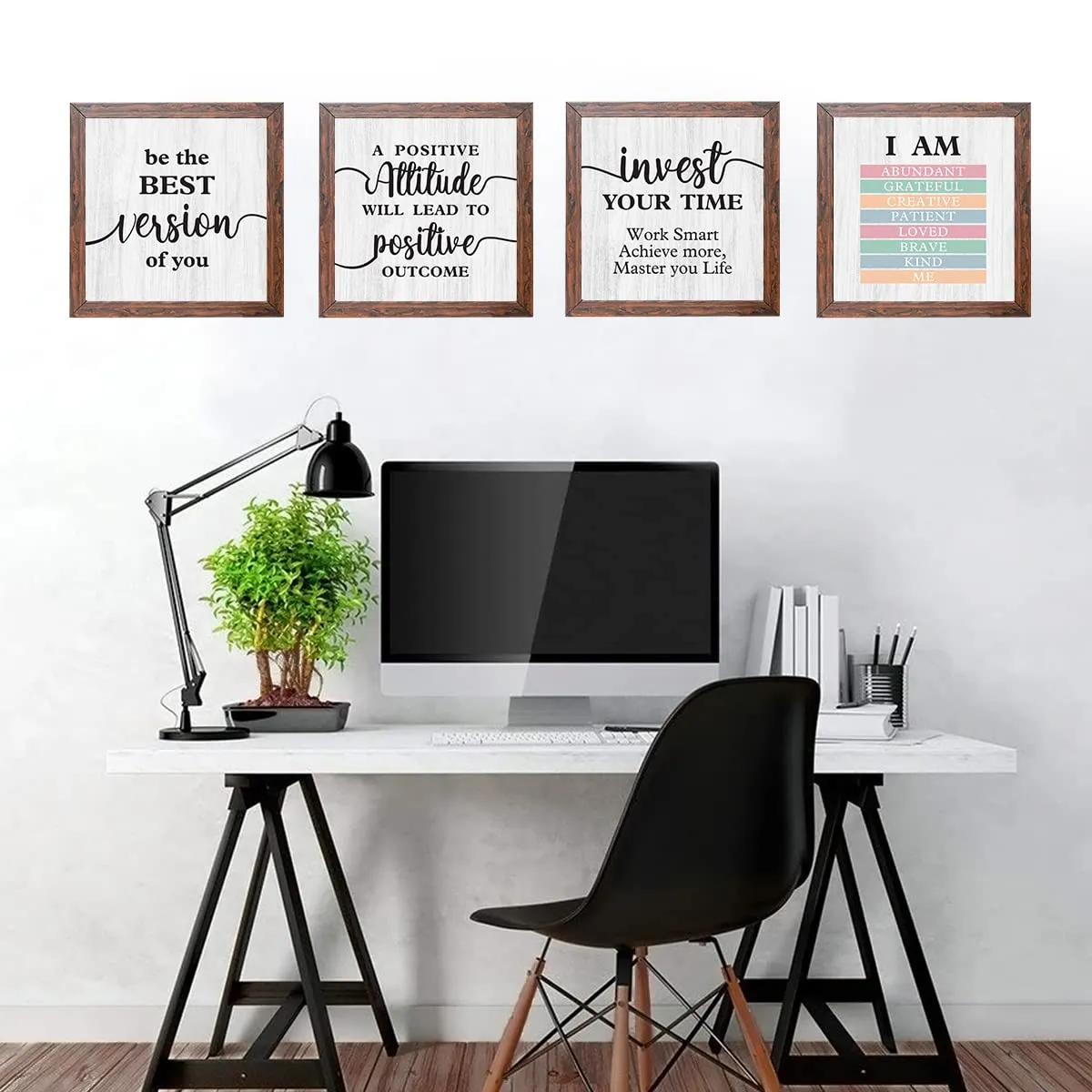 Chaka Chaundh - Suitable Motivational Quotes Frames – Framed Posters - Quotes Wall Frames - Posters with Frame (Inspirational Quotes - White- Brown Frame)