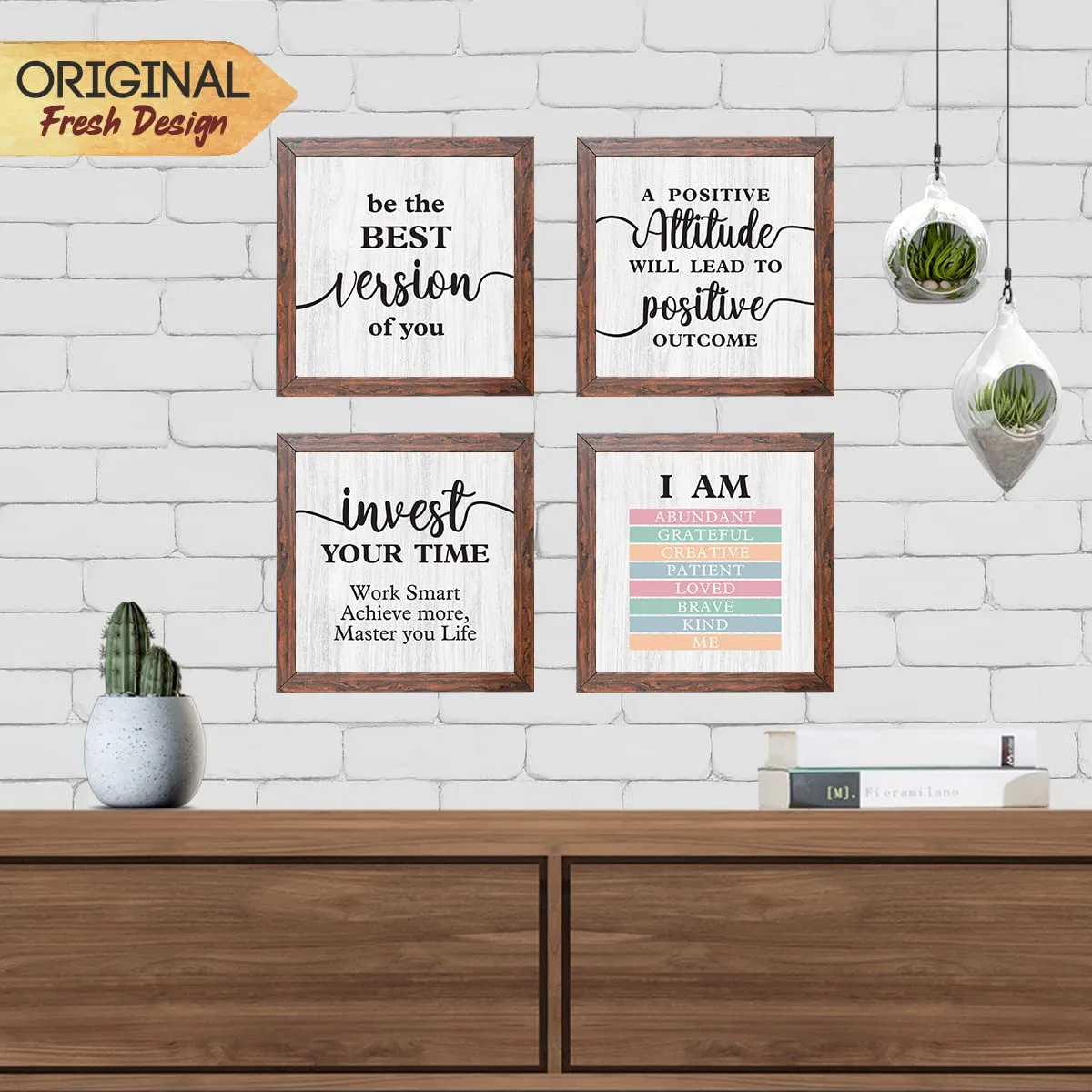 Chaka Chaundh - Suitable Motivational Quotes Frames – Framed Posters - Quotes Wall Frames - Posters with Frame (Inspirational Quotes - White- Brown Frame)