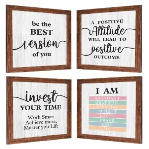 Chaka Chaundh - Suitable Motivational Quotes Frames – Framed Posters - Quotes Wall Frames - Posters with Frame (Inspirational Quotes - White- Brown Frame)