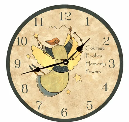 Charming Angel Folk Art Clock – Handmade Timepiece for Home Decor