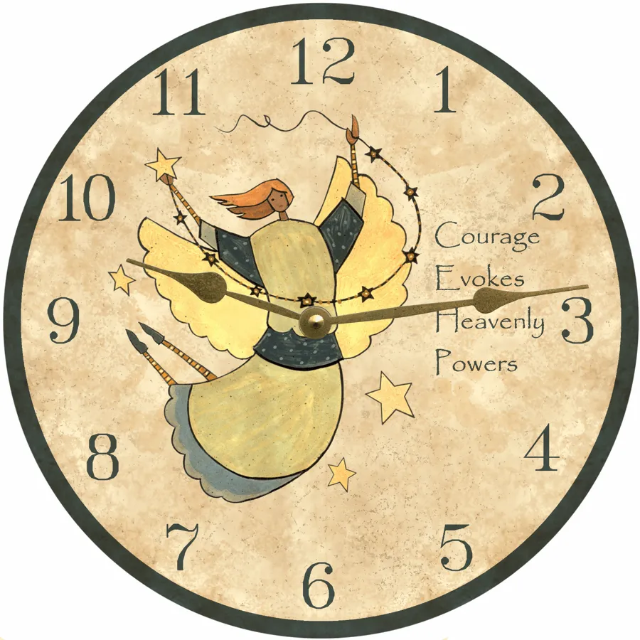 Charming Angel Folk Art Clock – Handmade Timepiece for Home Decor