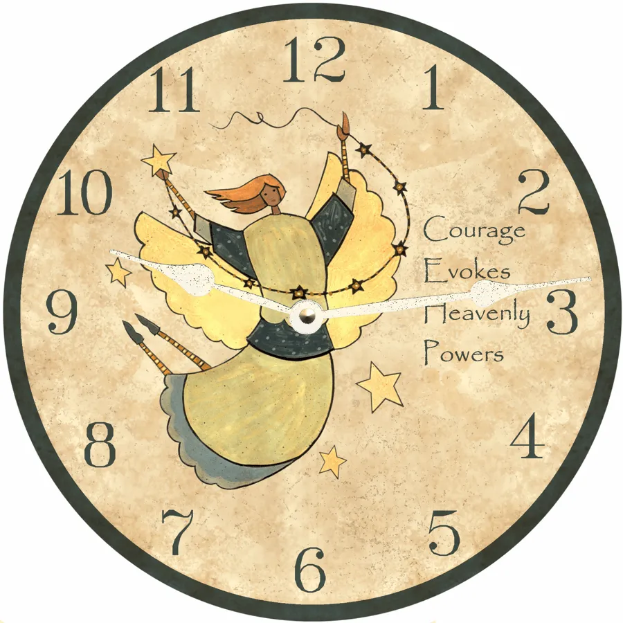 Charming Angel Folk Art Clock – Handmade Timepiece for Home Decor