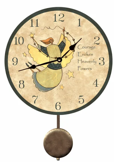 Charming Angel Folk Art Clock – Handmade Timepiece for Home Decor