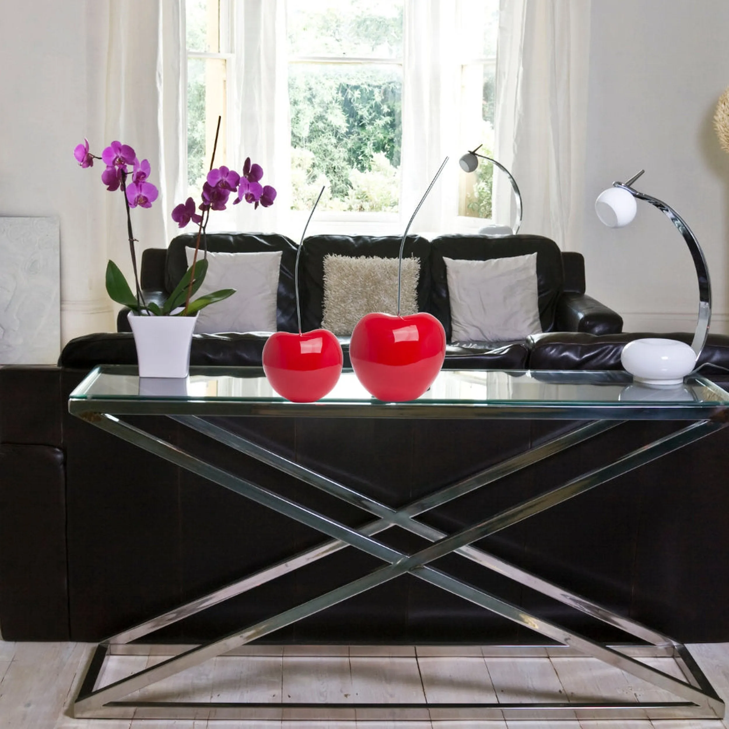 Cherry Decor // Set of two Medium & Small, Bright Red