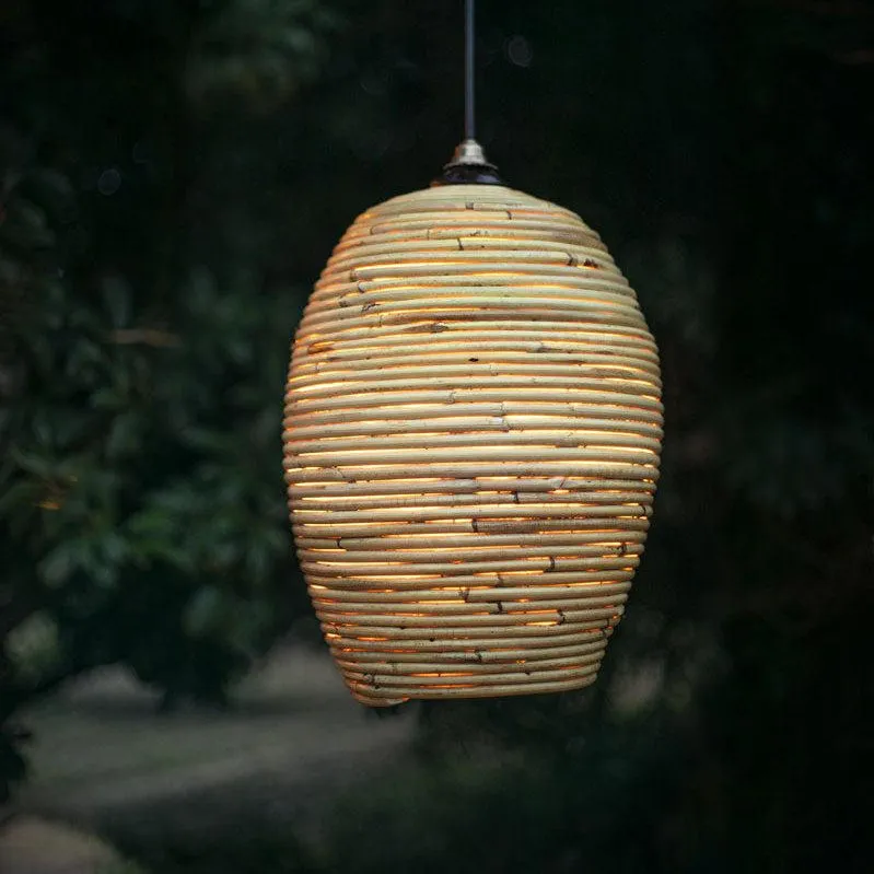 Cocoon White Cane Pendant Light