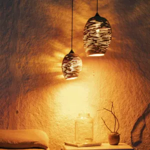 Cocoon White Cane Pendant Light