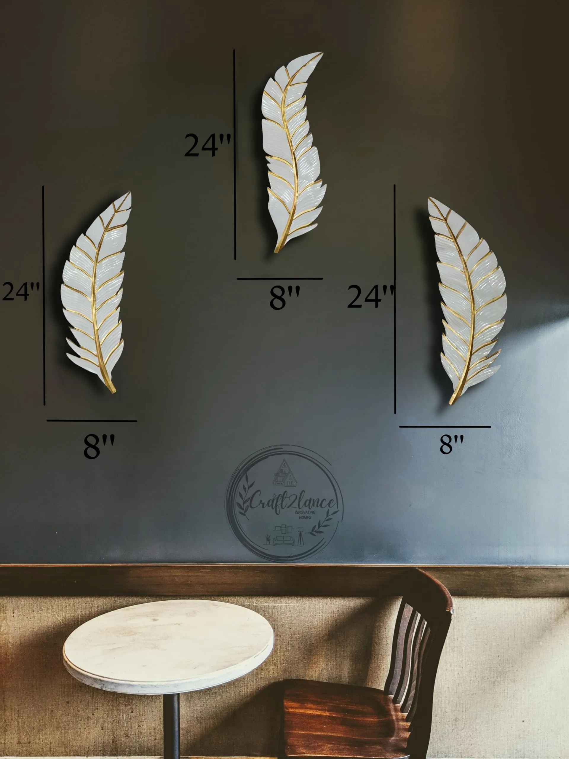 Craft2lance Metal Wall Decor/Metal Wall Art/Metal Wall Sculpture Set/Feather Wall Decor For Living Room/Bedroom/Dining Room/Office/Restaurant