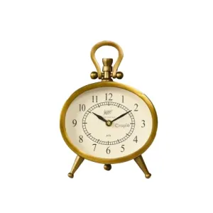 CRAPLE Aluminium Metal Round Silver Finish Table Analog Clock (Gold, Dia: 6 Inch) Desk Clock Handmade Vintage Style|Beautiful Clock Roman Number