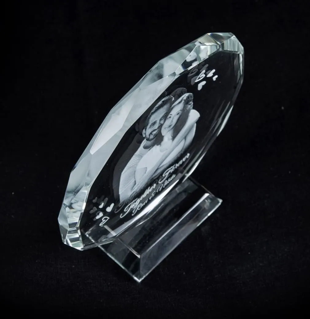CrazzyGIFT.com Fully Customized Gifts For Men | Personalized Gifts For Anniversary | 3D Photo Crystal | Handcrafted Personalized Gift with White LED Light (Anniversary)
