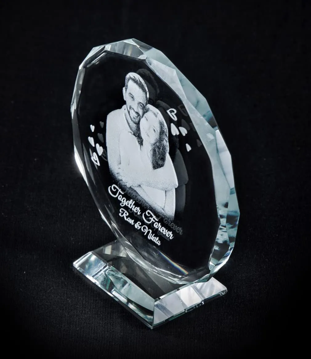 CrazzyGIFT.com Fully Customized Gifts For Men | Personalized Gifts For Anniversary | 3D Photo Crystal | Handcrafted Personalized Gift with White LED Light (Anniversary)