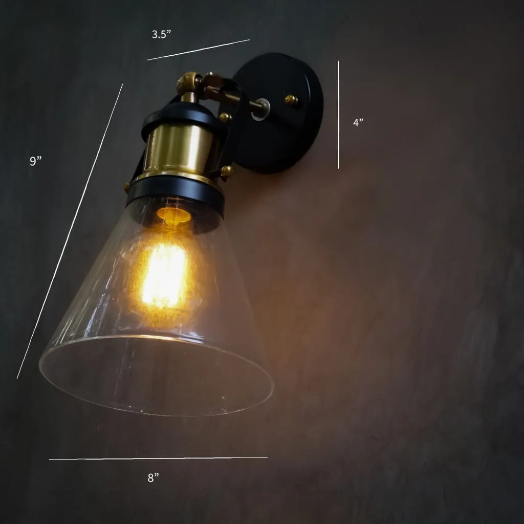Cws117 Industrial Cone Clear Glass Wall Light Fixture