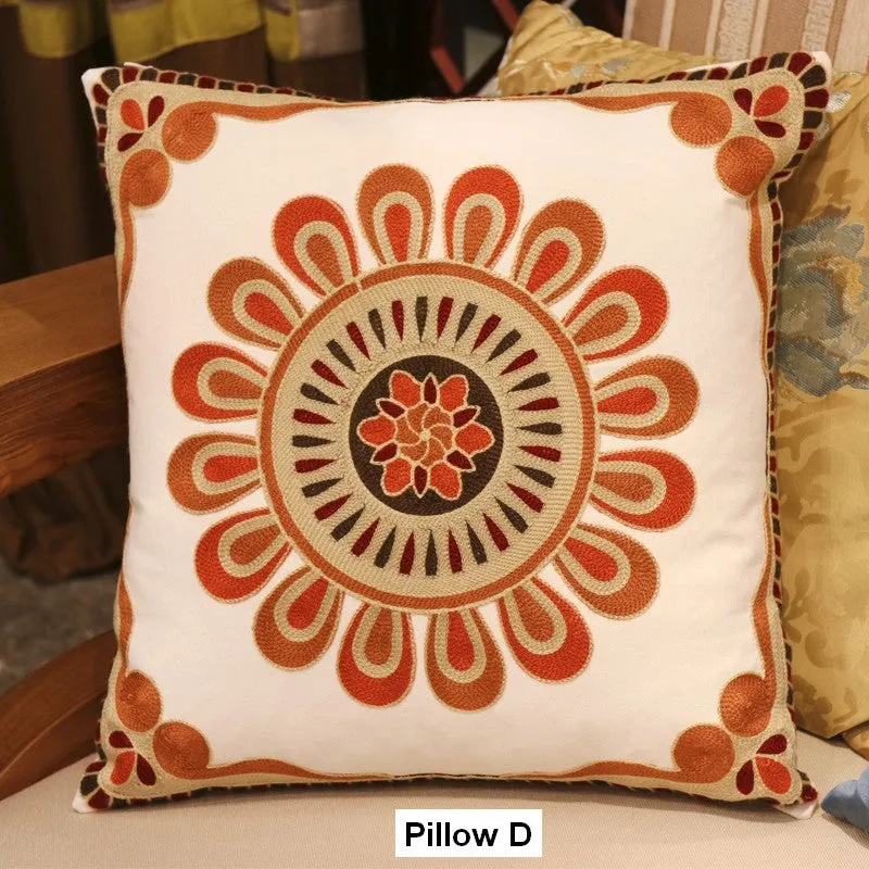 Decorative Throw Pillows for Couch, Embroider Flower Cotton Pillow Covers, Cotton Flower Decorative Pillows, Farmhouse Decorative Sofa Pillows
