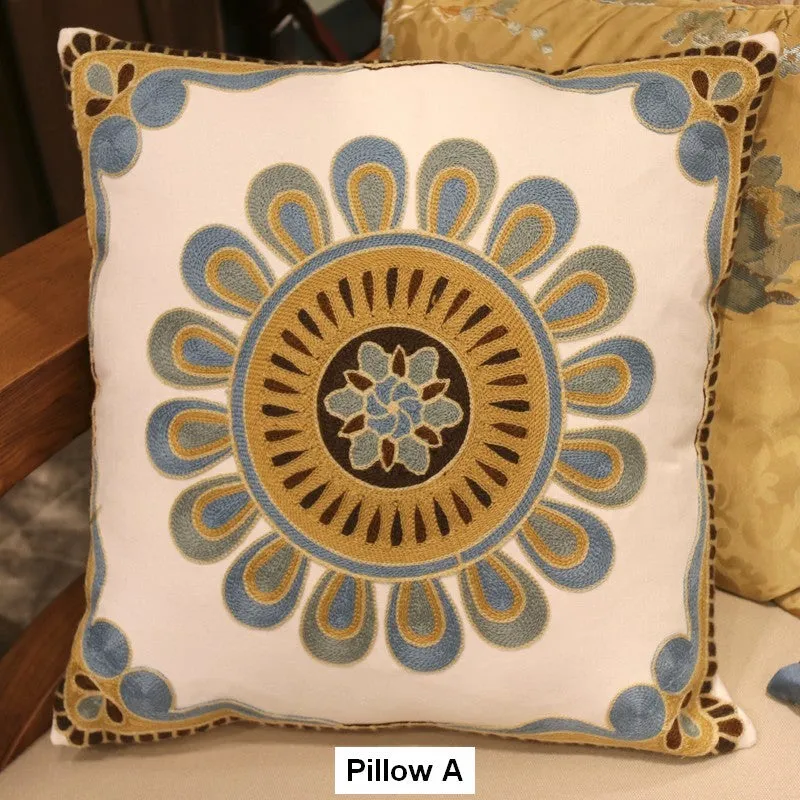 Decorative Throw Pillows for Couch, Embroider Flower Cotton Pillow Covers, Cotton Flower Decorative Pillows, Farmhouse Decorative Sofa Pillows