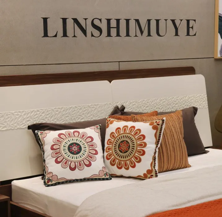 Decorative Throw Pillows for Couch, Embroider Flower Cotton Pillow Covers, Cotton Flower Decorative Pillows, Farmhouse Decorative Sofa Pillows