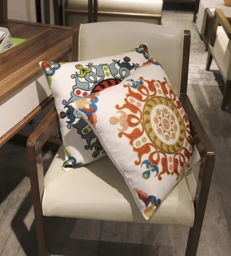 Decorative Throw Pillows for Couch, Embroider Flower Cotton Pillow Covers, Cotton Flower Decorative Pillows, Farmhouse Decorative Sofa Pillows