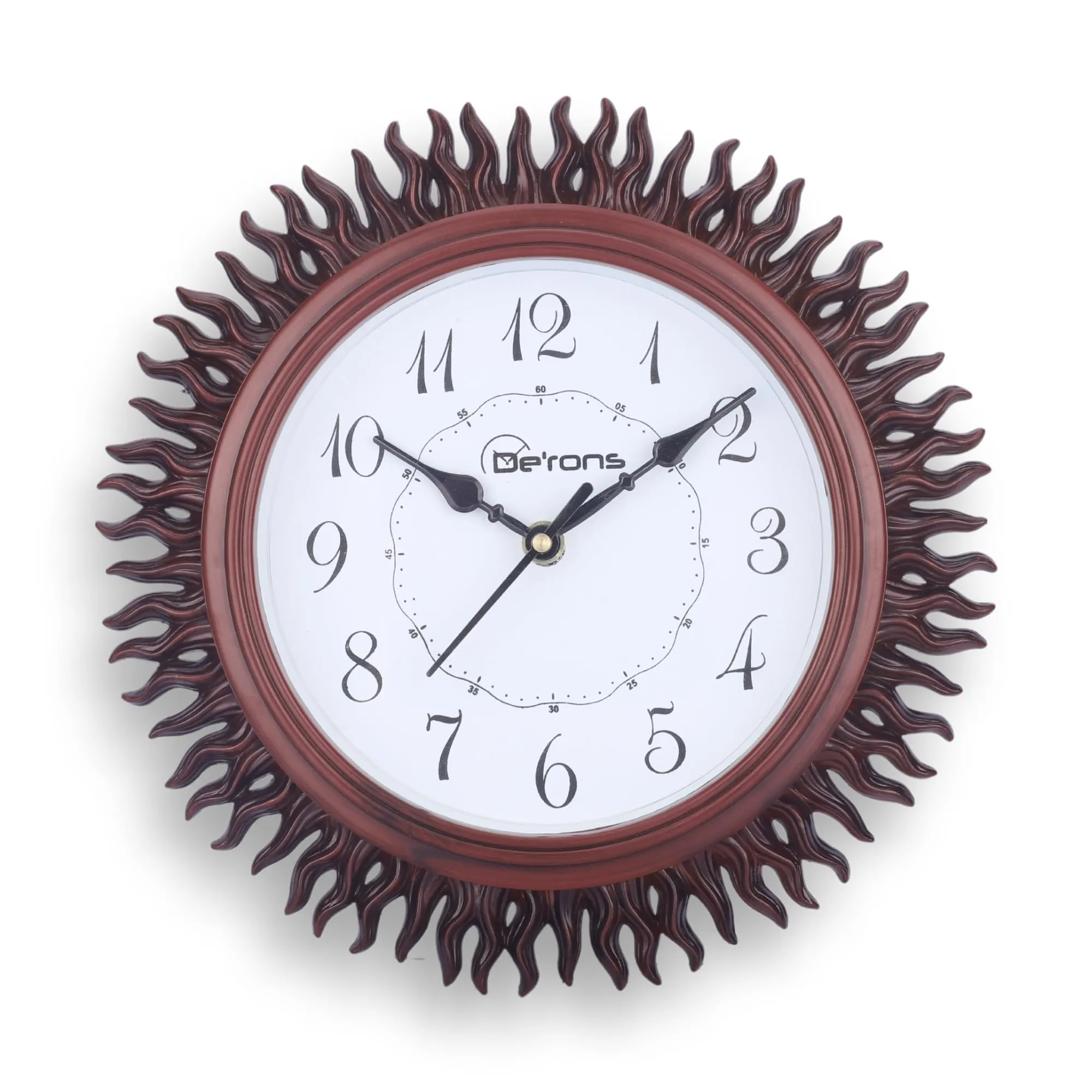 De’rons Designer Wooden Look Plastic Quartz Wall Clock Watch for Home Kitchen Bedroom Hall Living Room Office (DC-027 Brown)