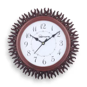 De’rons Designer Wooden Look Plastic Quartz Wall Clock Watch for Home Kitchen Bedroom Hall Living Room Office (DC-027 Brown)