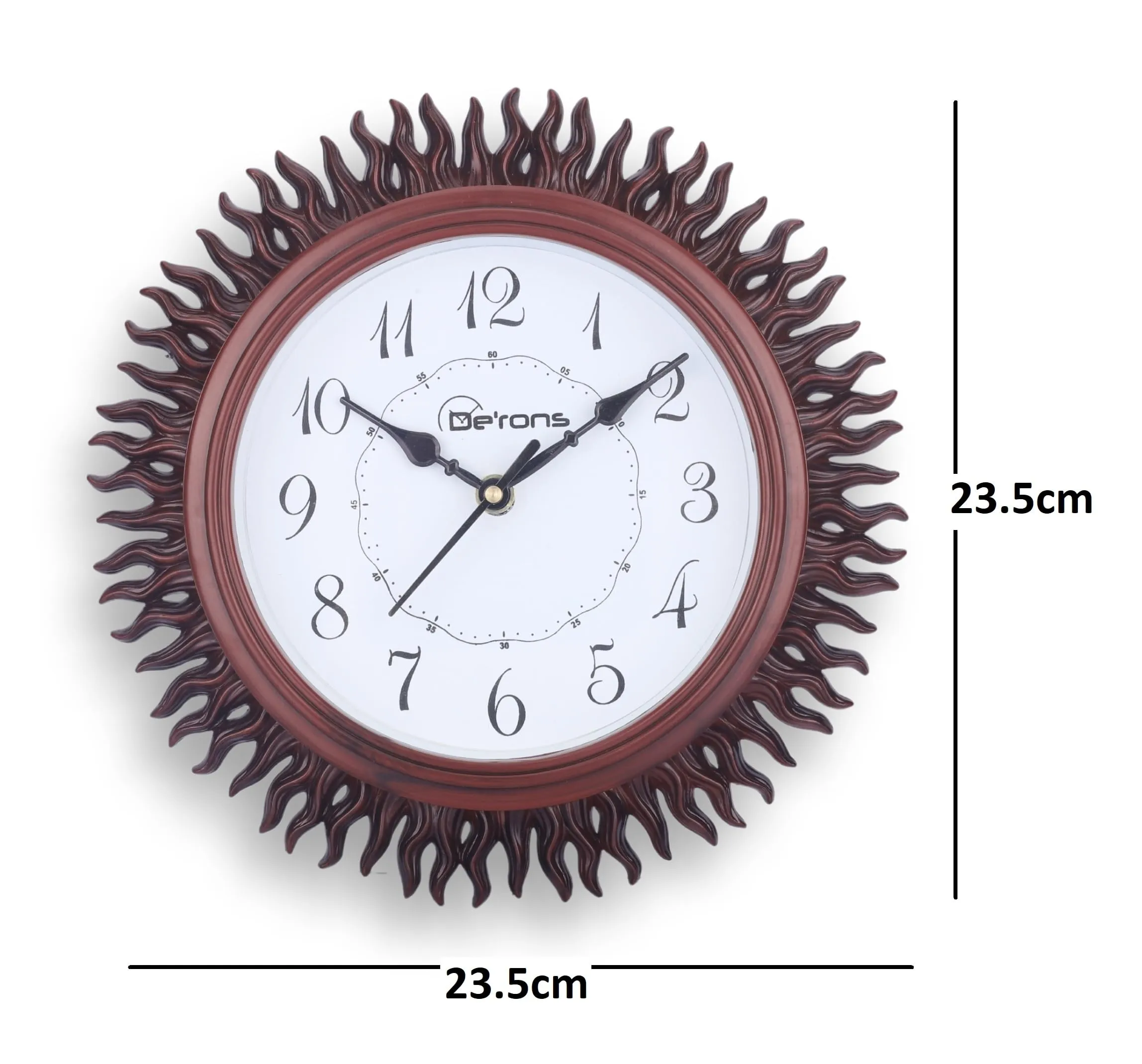 De’rons Designer Wooden Look Plastic Quartz Wall Clock Watch for Home Kitchen Bedroom Hall Living Room Office (DC-027 Brown)